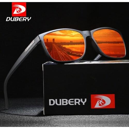 DUBERY Men Square Polarized Sunglasses UV400 Mirror Driving Eyewear Brand Designer Vintage Retro Sunglass Fishing Goggles Shades