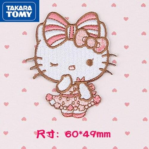 TAKARA TOMY Cute Cartoon Hello Kitty Embroidered Cloth Sticker Patch Sticker Fashion Apparel Bag Luggage Decoration Sticker