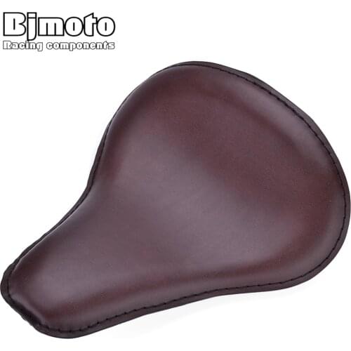 BJMOTO Coffee Synthetic Leather Motorcycle Solo Driver Seat Vintage For Harley Sportster Bobber Chopper Custom