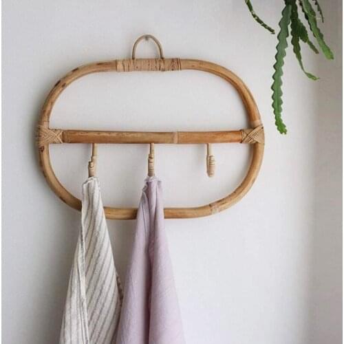 Nordic Vintage Rattan Wall Hooks Clothes Hat Hanging Hook Crochet,Hangers for Home Hotel Dorm Decor,Clothes Organizer