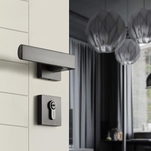 Nordic Bedroom Door Lock Interior Modern Room Door Lock Simple Split Mute Household Door Lock Retro Gunmetal Lock and Key