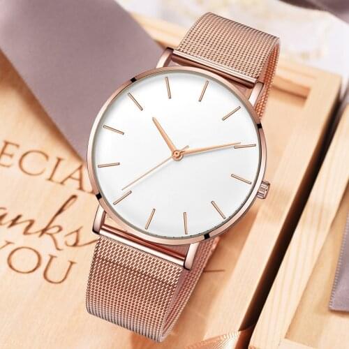 Women Watch Rose Gold Montre Femme 2021 Womens Mesh Belt ultra-thin Fashion Stainless Steel Luxury Wrist Watches Reloj Mujer