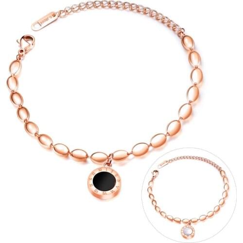 Fashion Charm Stainless Steel beaded Chain Bangles Bracelets For Women Rose Gold Color Extended Chain Line Jewelry