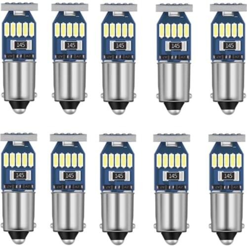 10Pcs Super Bright 12V Car Led Light BA9S LED Light Bulbs 3014 T4W LED Instrument Panel Gauge Dash Interior Light Reading Lamp