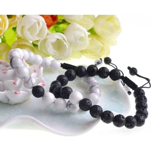 2018 Pop Lovers Natural Lava Rock Howlite Bracelet Feminine Charm Jewelry pulseira feminina