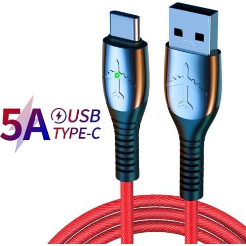 5A USB Type C Cable Supercharge Fast Charging For Huawei P40 P30 P20 Pro Mate Honor 10 Mobile Phone LED Quick Charge Data Cord