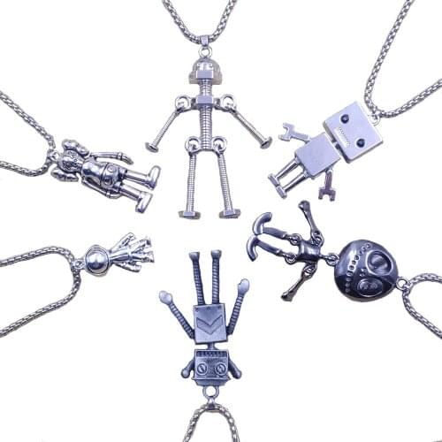 6 Styles Hiphop Vivid Handmade Robot Ethnic Sweater Claw Necklace Cool Punk Pendant Retro Long Female Birthday Gift CQ001-006