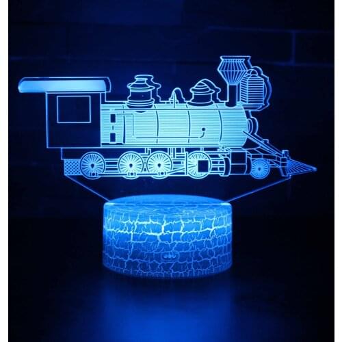 Acylic Train Model 7 Color LED Acrylic 3D Lamp Touch Switch Remote Control USB Night Lights for Kids Birthday Gift Bedroom Deco
