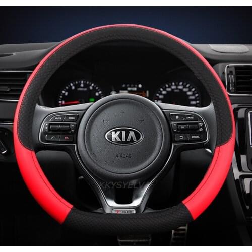 Leather Sport Car Steering Wheel Cover for Kia K2 K3 K4 K5 K3S KX1 KX3 KX5 KX7 Rio Soul Auto Accessories