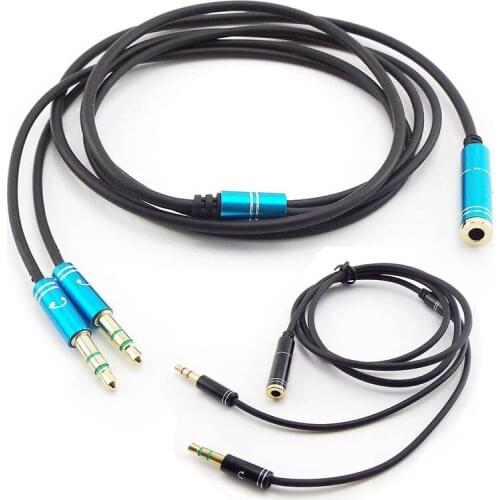 3.5mm Jack Microphone Headset Audio Splitter Aux Extension Cable Female to 2 Male Headphone Audio Converters For Phone Computer