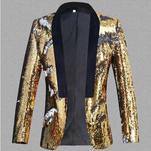 Flip sequins blazer men suits designs jacket mens stage costumes singers clothes dance star style dress rock masculino homme
