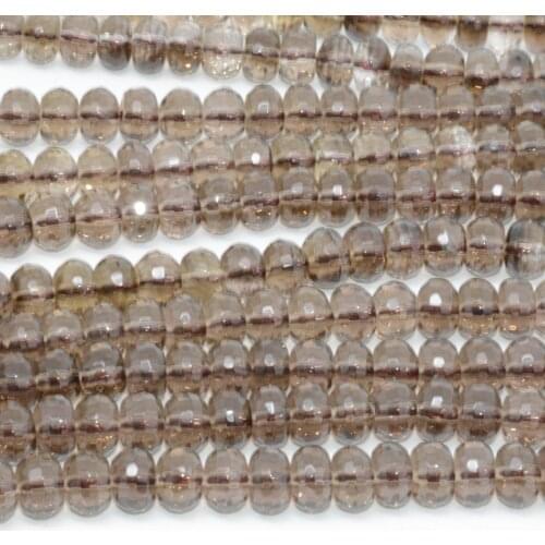 Grade A Quality Natural Smoky Quartz Faceted Rondelle / Roundel Beads 4X3 / 6X4 / 9x6 MM