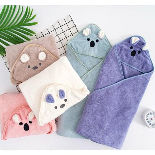 Baby Hooded Towel Kids Bathrobe Washcloths With Hat Flannel Bath Towels Newborn Swaddle Blanket Outdoor Windproof Quilt 5 Colors