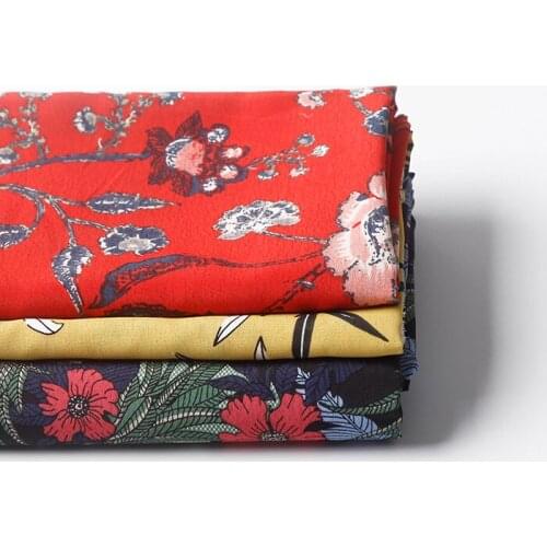 HLQON cotton sateen Tricolor flower fabric for sewing upholstery tissue women clothing wedding dress patchwork DIY