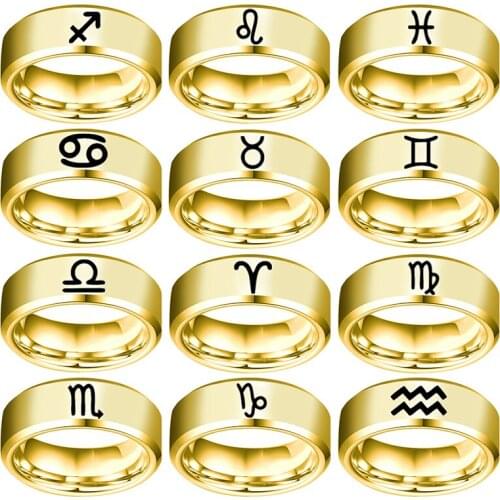12 Zodiac Finger Ring Fashion Stainless Steel Aries Taurus Rings Friendship Jewelry Accessories Christmas Gift Rings For Women