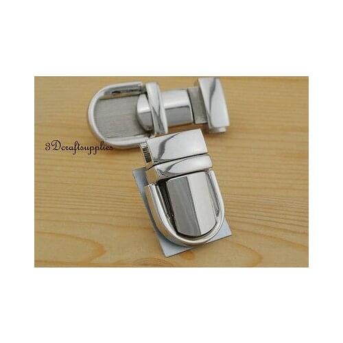 Purse lock wallet Thumb latch tongue clasp silver 1 1/8 inch x 1 3/4 inch N12