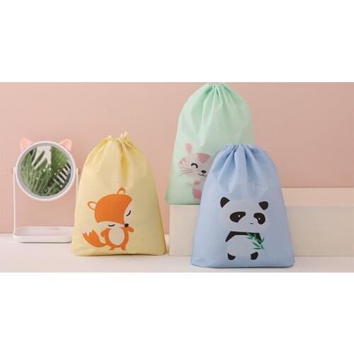 For Makeup Neaten Cute Cartoon Animal Drawstring Bags Multi Purpose Waterproof PEVA Storage Bags Portable Travel Bag 1Pcs
