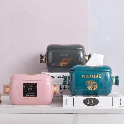 Fashionable simple candy-shaped ceramic tissue box Creative Artist Home living room Decoration Tissue Box