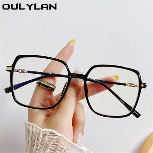 Oulylan Anti Blue Light Glasses Frame Women Men Oversized Square Spectacle Frame Classic TR90 Transparent Prescription Eyewear