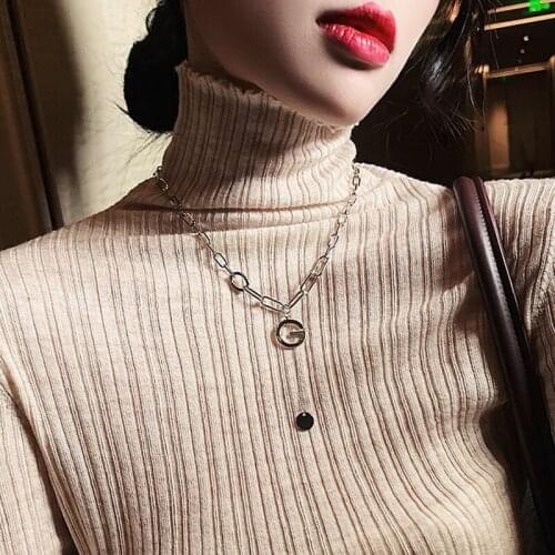 Stainless Steel Necklace for Women Letter G Simple Chain Sweater Chain Fashionable Neck Chain Jewelry Wholesale