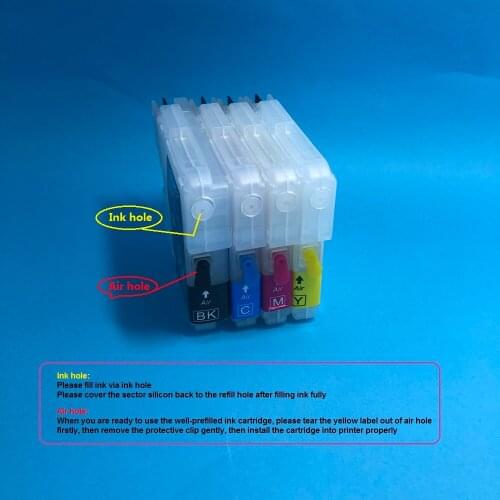 YOTAT refillable Ink Cartridge LC39 LC980 LC60 LC985 LC1100 for Brother DCP-J125 J315W J515W MFC-J415W J615 J615W DCP-535CN