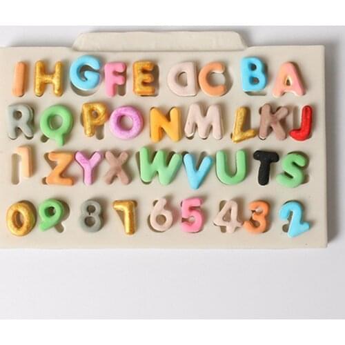 Uppercase Alphabet Silicone Molds 26 Letters 10 Numbers Silicone Fondant Chocolate Cake Mold DIY Handmade Sugar Craft Decor Tool