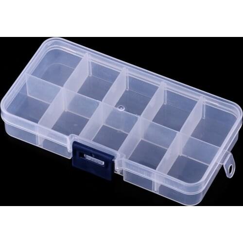 1pcs Transparent 10 Compartments Fishing Box High Strength Visible Plastic Box Fishing Tackle Box