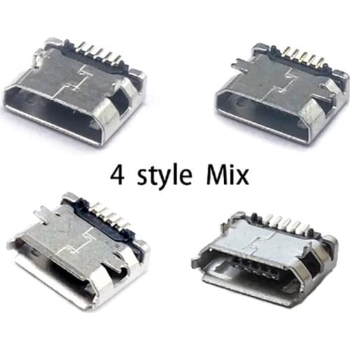 50pcs/lot USB Connector Female Port Jack Tail Sockect Plug For Android phone data connector 5Pin Micro-B SMD Micro