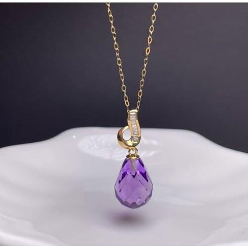Shilovem 18k yellow piezoelectric amethyst Pendants fine Jewelry women trendy no necklace classic new gift 8*11mm mymz08115581z