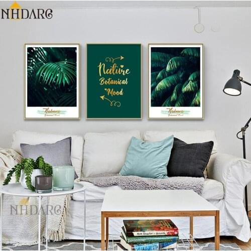 Modern Fashion Green Plant Leaves Quote Posters and Prints Canvas Painting Art Wall Pictures For Living Room Nordic Home Decor
