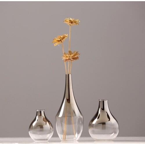 Modern glass vase Originality Silver gray Dry flowers Tabletop small vases terrarium glass containers Wedding home decorations
