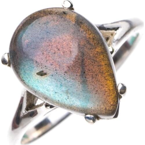StarGems Natural Blue Fire Labradorite Handmade 925 Sterling Silver Ring 6 E3351