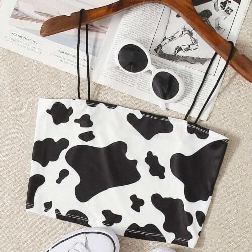 Sexy Women Crop Tops Cow Print Halter Strap Tanks Top Summer Skinny Backless Vest Teen Girls Party Clubwear Mujer Camisetas #T1P