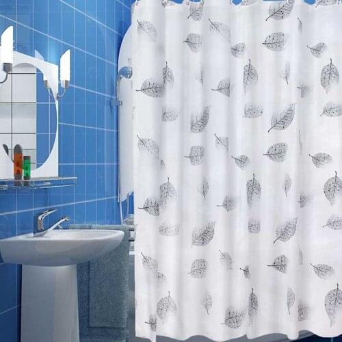Eco-Friendly PEVA Bathroom Shower Curtains Waterproof Mildewproof Bath Curtain Leaves Pattern Bathroom with Hooks