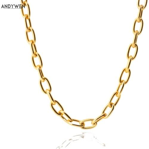 ANDYWEN 925 Sterling Silver 5mm Horoscope Chain Women Choker Necklace 2021 Wedding Rock Punk Chain Thick Jewlery For Wedding Par