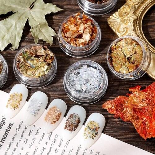 1 Box Of Laser Gold And Silver Foil Nail Art Stickers Nail Foil Stickers Art Design Irregular Aluminum Foil Gel Nail Decoration