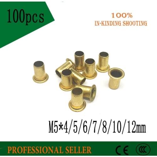 100pcs M5*4/5/6/7/8/10/12 mm Hollow Copper rivet Bronze rivets Cross hole Brass rivets Single tube DIY accessories