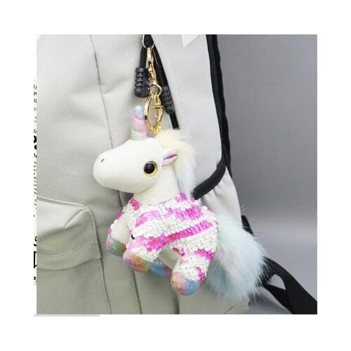 12cm Cute Toy Unicorn Keychain Accessories Fashionable Backpack Pendant Soft Toy Unicorn Doll Small Toys For Kids Cute Stuffed A
