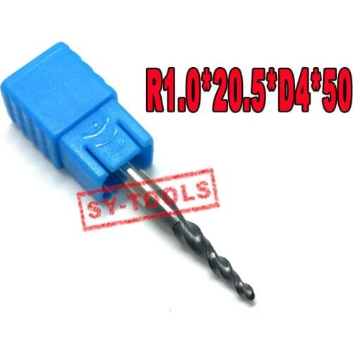 2PCS R1.0*D4*20.5*50L*2F HRC55 Tungsten solid carbide Coated Tapered Ball Nose End Mills taper and cone endmills