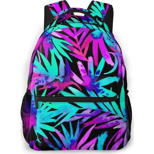 2021 Travel Backpacks Tropical Palms Leaves Neon Colors Girl Backpack For Women Large Capacity School Bag For Teenage