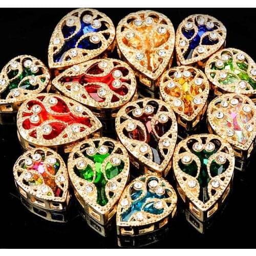 4pc/lot droplet Glass Crystal sewing stone sew on teardrop Rhinestone kc Gold base button DIY garment accessories jewelry making