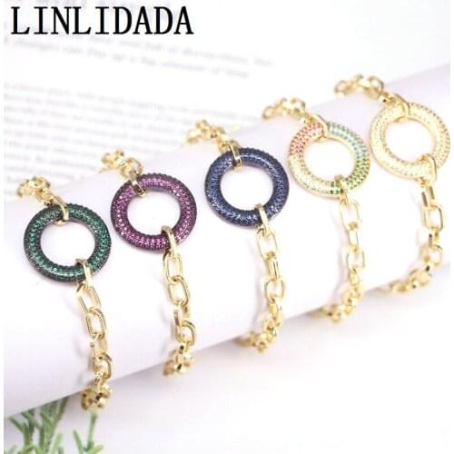 5Pcs New design colorful cz clasp bracelet,plated round shape cubic zircon component,popular bracelet fashion jewelry