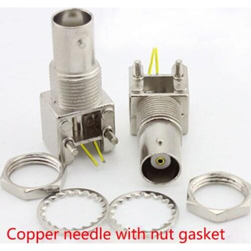 50pcs/lot BNC-KWE Horizontal Female Connector Monitoring Connector PCB Elbow Plug plate type