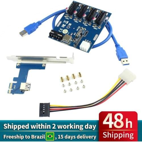 PCIe 1 to 4 PCI Express 1X Slots Riser Card Mini ITX to External 4 PCI-e Slot Adapter PCIe Port Multiplier Card for Miner BTC