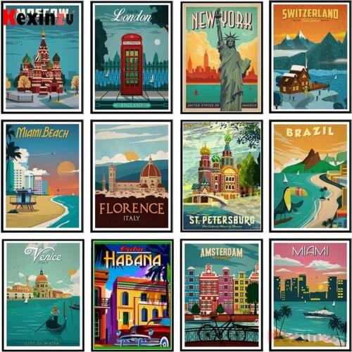 5D DIY New York Netherlands Amsterdam London Diamond Painting Vintage Cities Landscape Embroidery Moasic Cross Stitch Home Decor