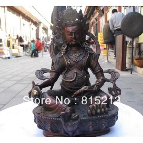 Bi00407 Tibet Buddhism Fane Classic red Bronze Yellow Jambhala mammon Buddha Statue