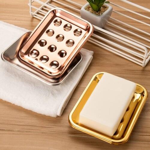 304 Stainless Steel Soap Dishes Tray Double Layer Drain Soap Box Holder Household Cleansing Soap Case Dish Bathroom Accessories