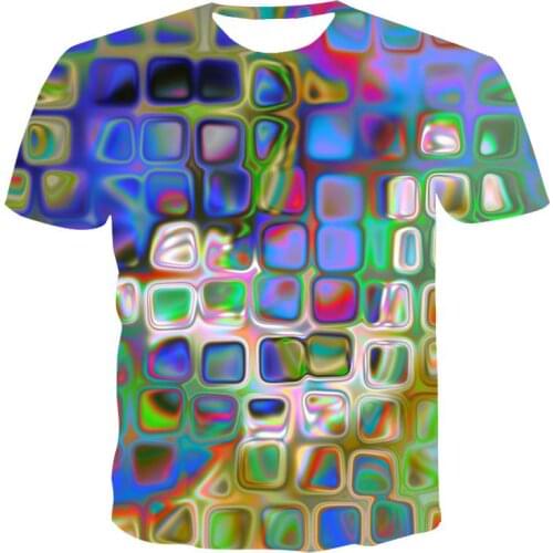 Fashion Summer Tshirt Men 2021Mens 3D T-Shirt Breathable Streetwear Colorful Splicing Printing Short Sleeves