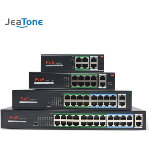 Jeatone 48V 10-port 10/100/M Network POE Switch Ethernet IEEE 802.3af/at Suitable for IP camera/Wireless AP/CCTV camera 250m