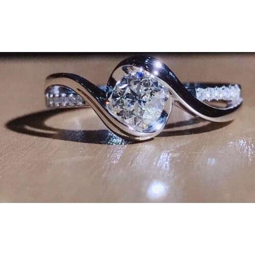 AEAW 0.5Carat 5mm Round Cut Engagement&Wedding Diamond Ring Halo Ring Genuine 18K White Gold